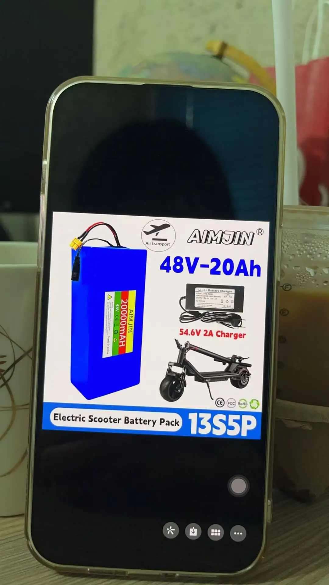 

48v 20Ah 13S5P 48V 20000MAh 18650 lithium battery pack with built-in BMS 500-1000W replaceable battery