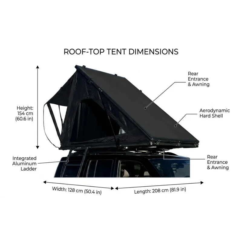 Aluminum Triangle Hard Shell Rooftop Tent 8cm Ultra Thin 280G Plaid Polycotton Waterproof