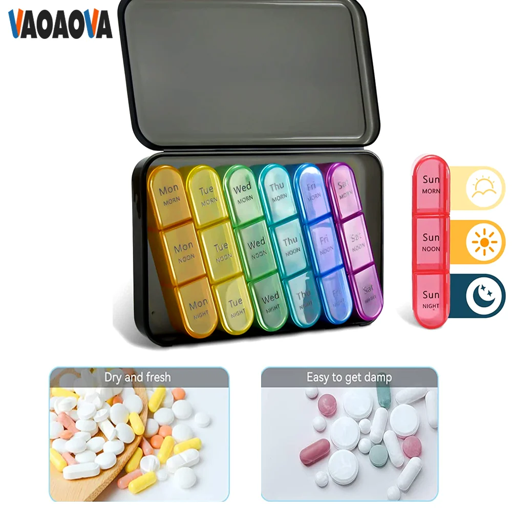 1Set Pill Organizer 4 Times a Day Daily Pill Box Organizer Weekly Medicine Organizer 7 Day Pill Box Vitamin Fish Oils Supplement