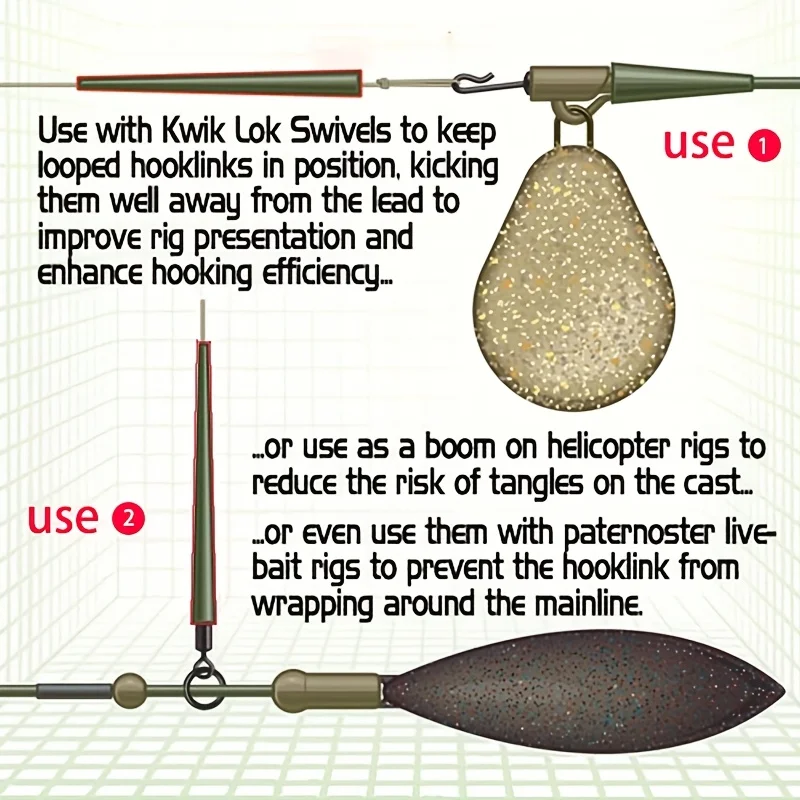 60 Stück/100 Stück Anti-Tangle-Schutzhülsen für Karpfenangeln, Verwendbar bei Karpfen-Rigs, einschließlich Running Rigs und Helicopter Rigs – Detail 4