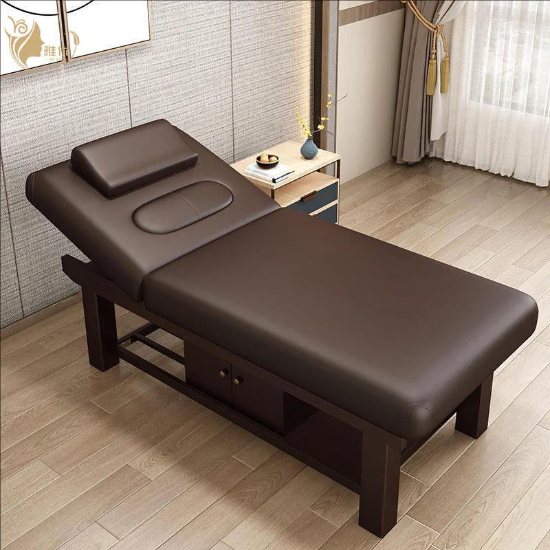 Modern Spa Therapy Bed with Wooden Structure and Adjus Cushion