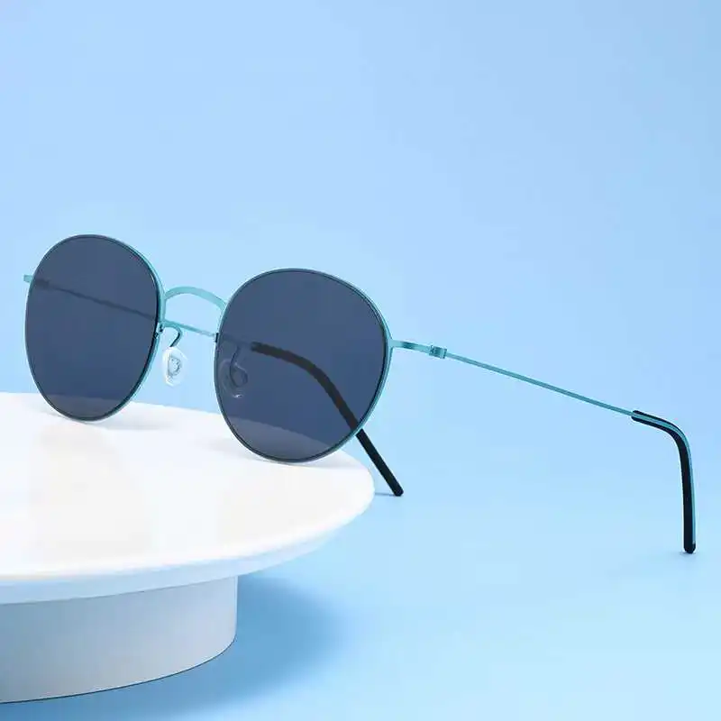 

Retro Round Handmade Women's Sunglasses Brand Designer Mirror Sunshade Lightweight No Screw Anti-reflection for Men 8808 Glasses