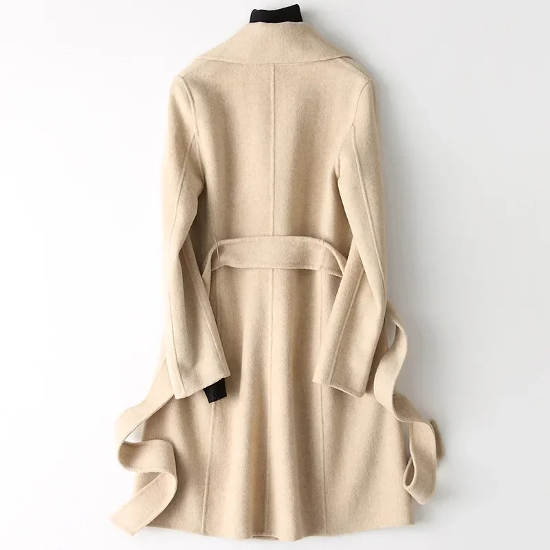 

2024 new double-sided cashmere coat for women's medium and long high-end small woolen coat for women