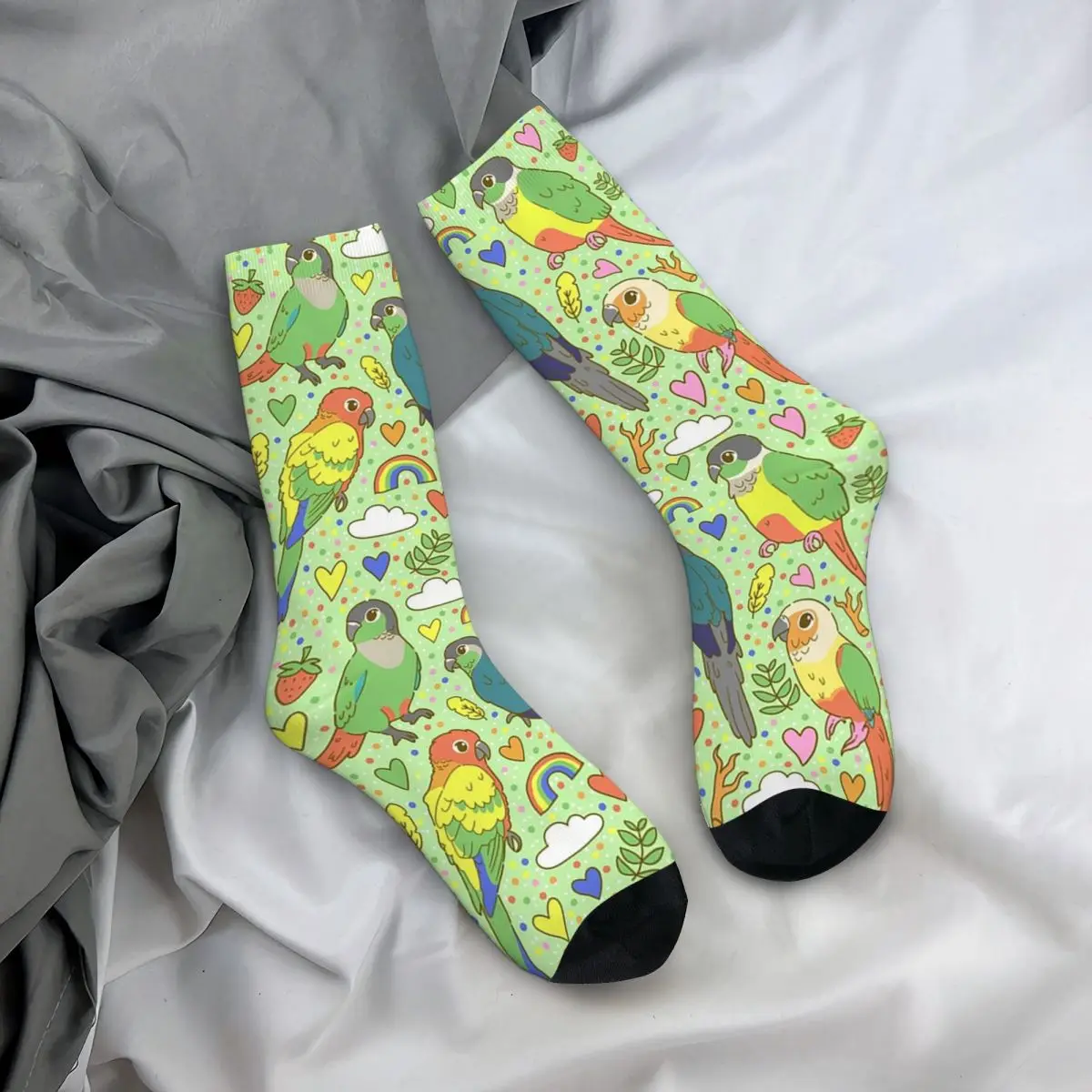 All Seasons Crew Stockings Bird Illustration Pattern Socks Harajuku Long Socks for Men Women Valentine's Day Gifts
