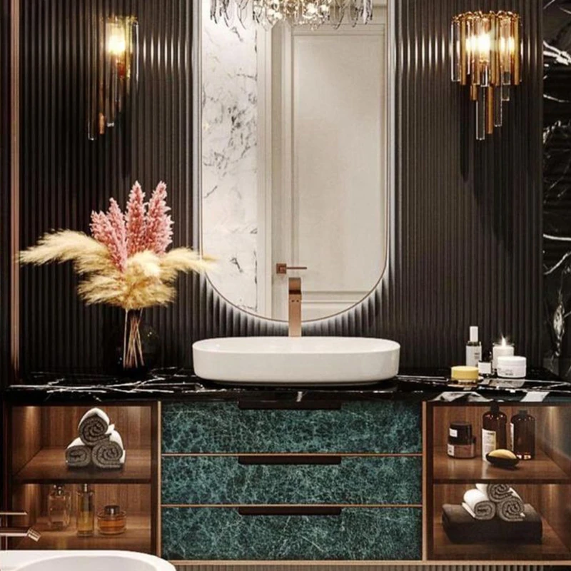 Villa hotel style French light luxury custom toilet washbasin bathroom cabinet combination American slate washbasin