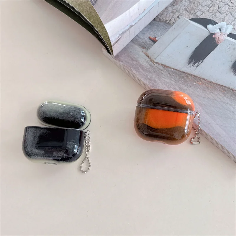 Dynamic Luminous Quicksand Headphone Case for AirPods 2 3 4 Pro Moving Sand Sparkles Earphone Cover Luxury Brilliant Dark Shell