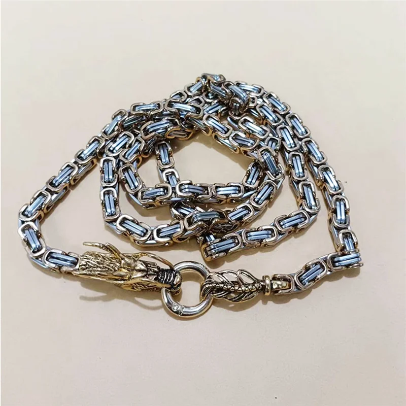 ASDS-Keel سوار الفولاذ المقاوم للصدأ التيتانيوم الصلب في الهواء الطلق التنين العمود الفقري الدفاع عن النفس سوط سلسلة معدنية قلادة الخصر سلسلة #5