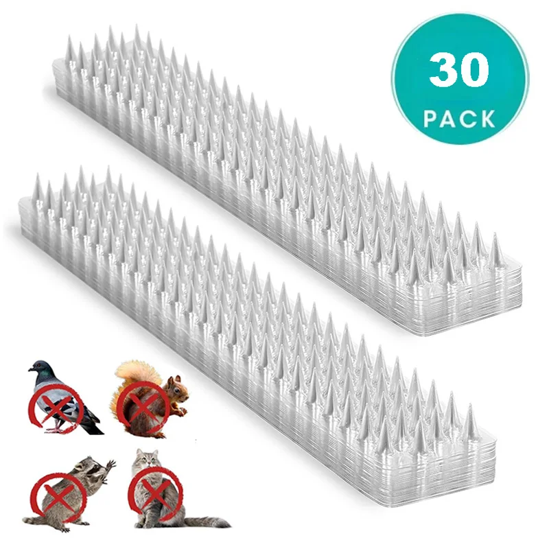 10/20/30Pcs Spikes Repeller Cat Plastic Bird Repellent Anti Pigeon Anti-bird Squirrel Garden Fences Control Transparent Spikes