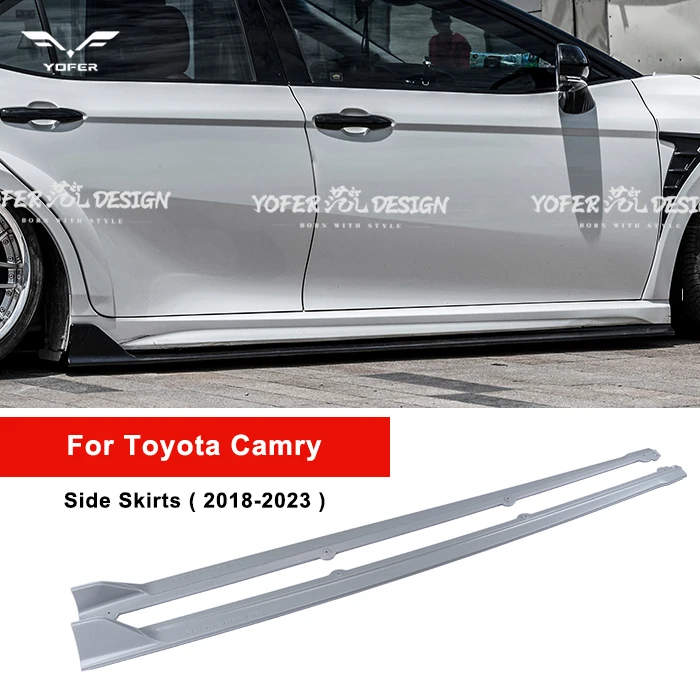 Yofer factory wholesale car bumpers diffuser aprons primer exterior side skirts aprons accessories for Toyota Camry