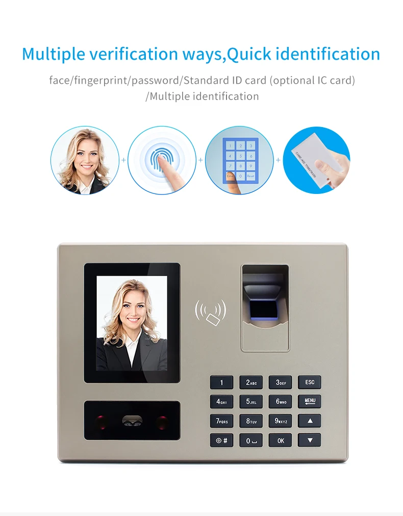 Web Biometric Real Time Clock Fingerprint Attendance Face Fingerprint ID Card Attendance Machine Access Control System with SDK