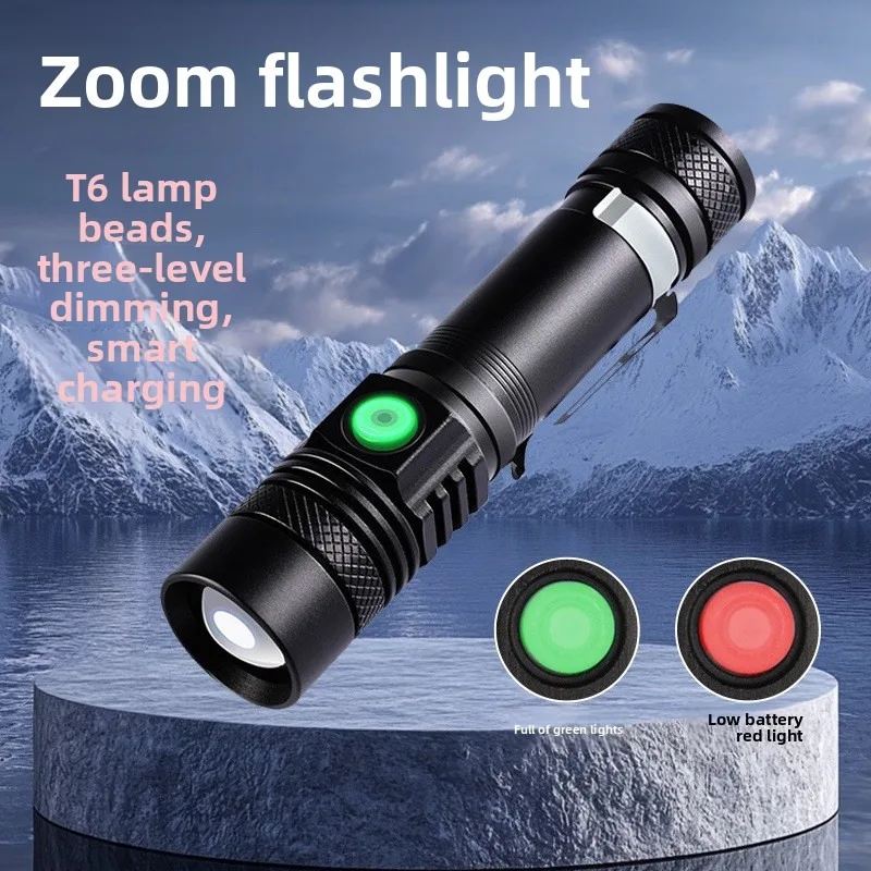 T6 Aluminum Alloy Zoom Flashlight: Super Bright, Long-Lasting, Pen Clip, for Outdoor Camping Home Emergency