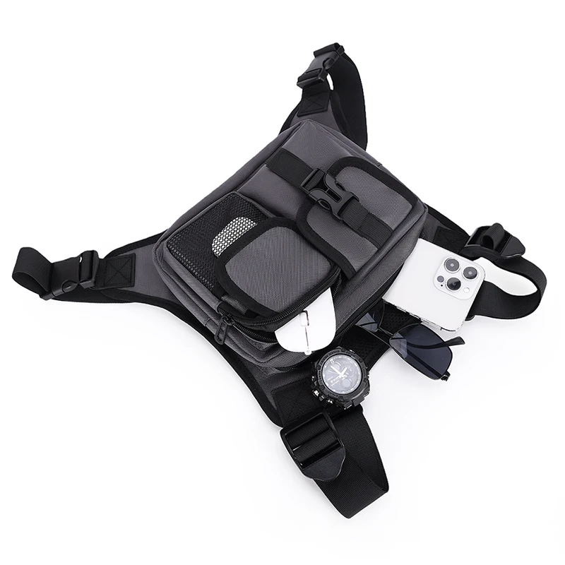 Tactical Chest Rig Bag Men Multi Pocket Harness Vest with Power Bank Compartment Outdoor Hiking Cycling EDC Gear Storage Pack