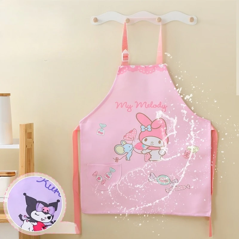 

Hello Kitty Children's Aprons Breathable Stain-resistant Kuromi Melody Aprons School Painting Household Baking Cartoon Aprons