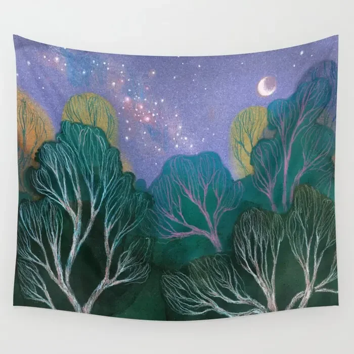 Starlit Woods Wall Tapestry Background Wall Covering Home Decoration Blanket Bedroom Wall Hanging Tapestries