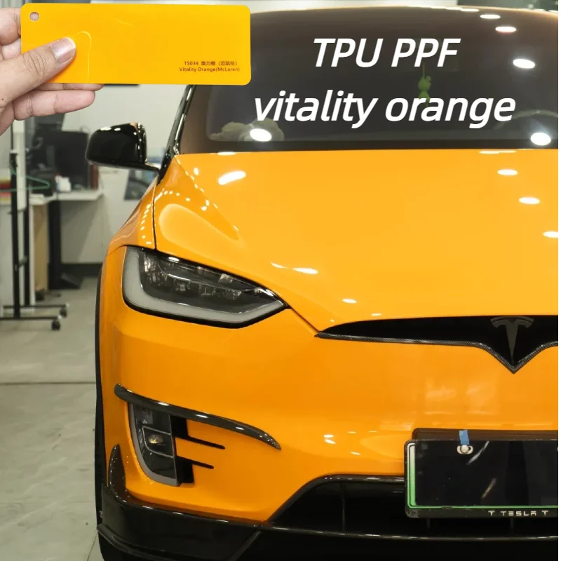

Vitality Orange TPU PPF Liquid Gloss Self Healing Paint Protection Color Change Car Wrap Vinyl Film Roll Hot Sale Free Shipping