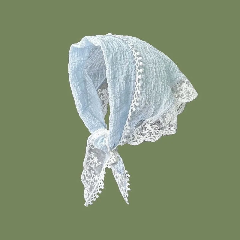 1 Stück elegantes Spitzen-Dreieck-Kopftuch, romantischer Haarschal mit Blumenmuster, leichtes Stirnband für Reisen und Fotografie – Detail 3