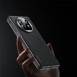 Magnetic Slim Aramid Fiber Pattern Leather Case For Huawei Mate X3 X5 X6 Magsafe Hinge Back Cover