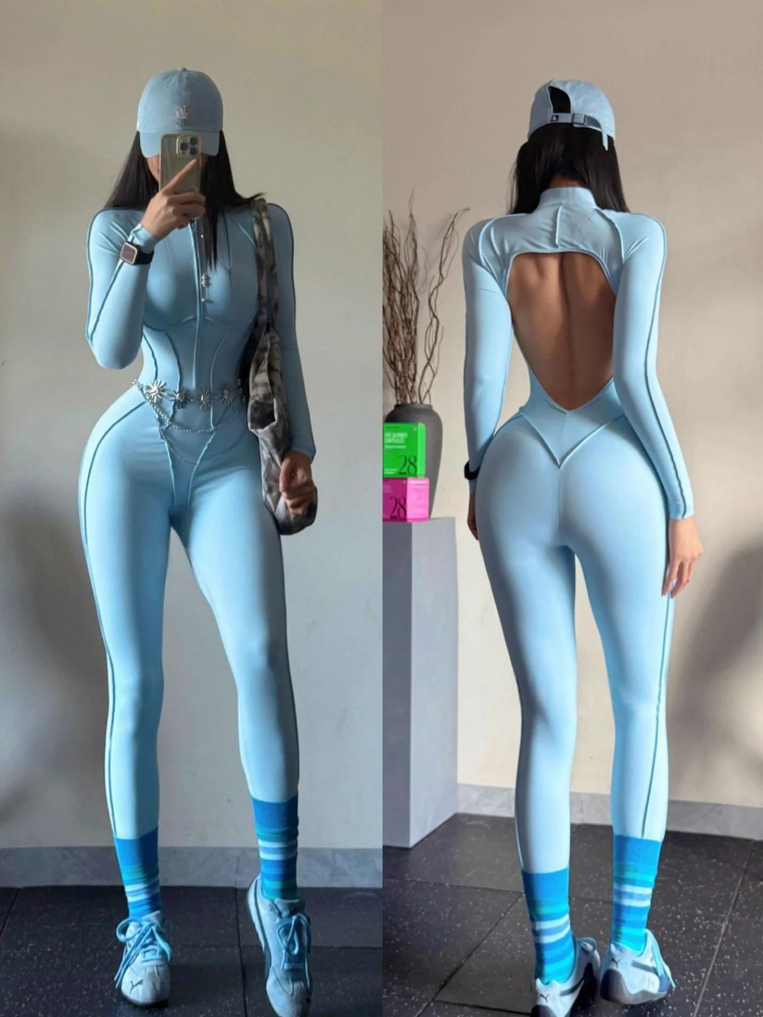 quick-dry-3d-splice-hollow-out-back-yoga-fitness-sports-bodysuit-long-pants-with-chest-pad-adult-nylon-spandex-yoga-wear