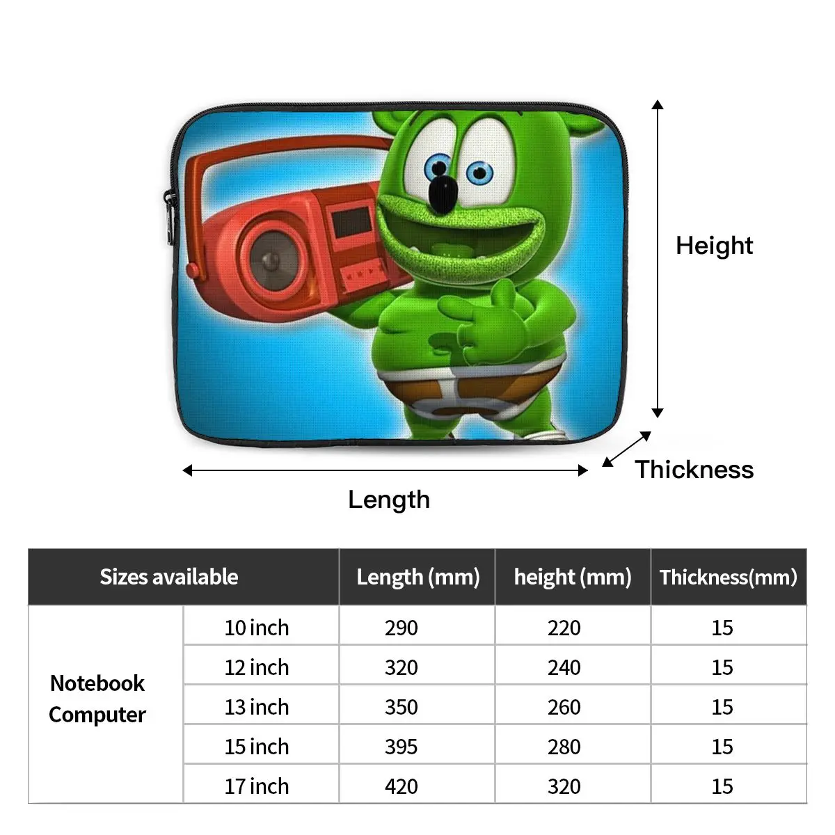 Gummibar (the Gummy Bear) Notebook Laptop Bag Case Pouch 10 12 13 15 17 Inch For Macbook Air Pro Tablet Shockproof Case Bag