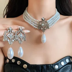 Waterdrop Pearl Multi-layer Women's Necklace and Earring Set