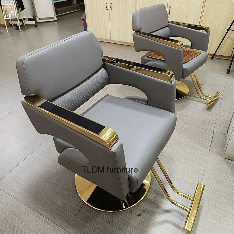 

Light Luxury Stainless Steel Barber Chair Professional Salon Chairs for Hair Stylist Beauty Salon Lift Hairdressing Tattoo Chair