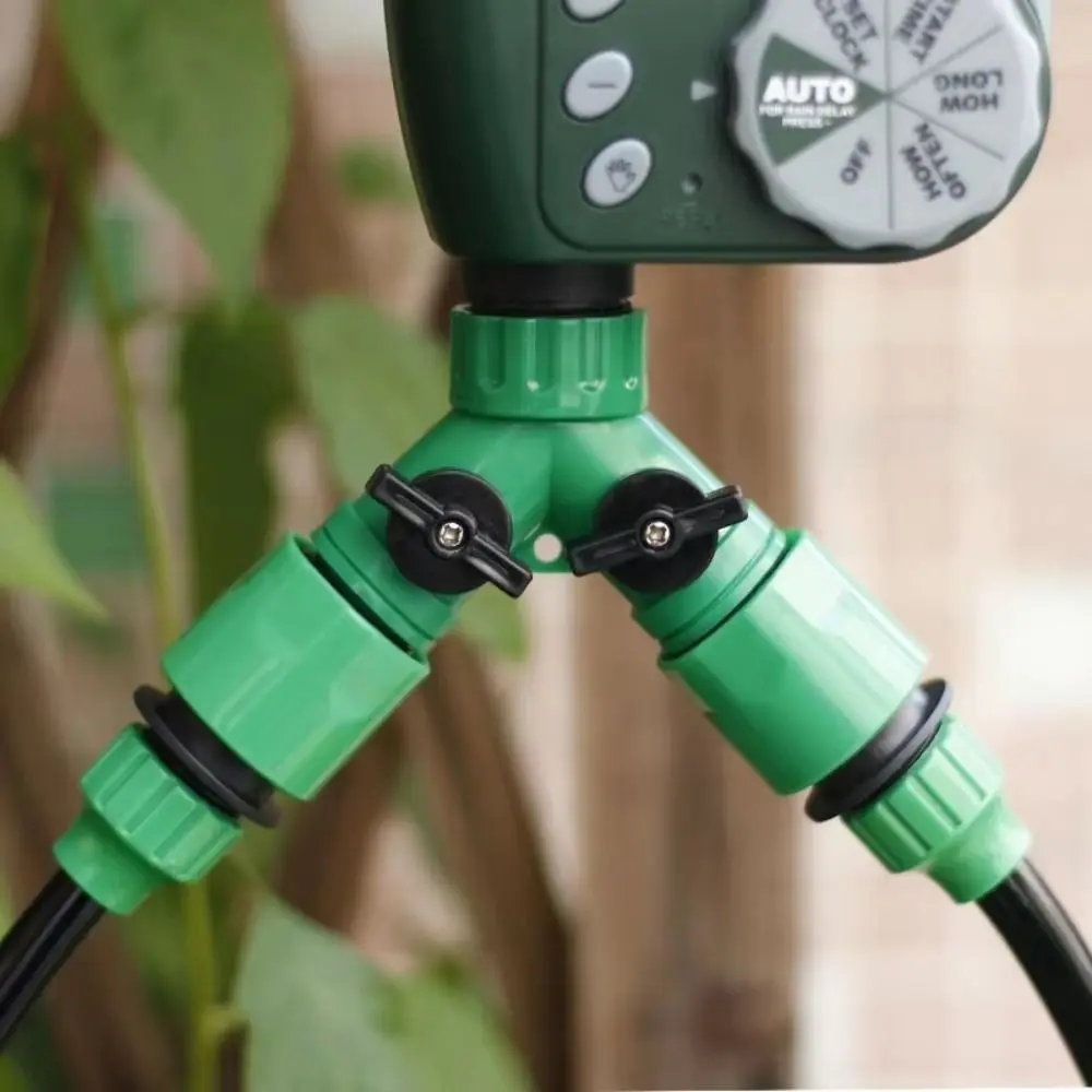 Female Thread Y-Type Hose Splitter 2-Way Valved Splitter Water Splitter Pipe Fitting Adjustable Switch 1/2'' to 3/4''