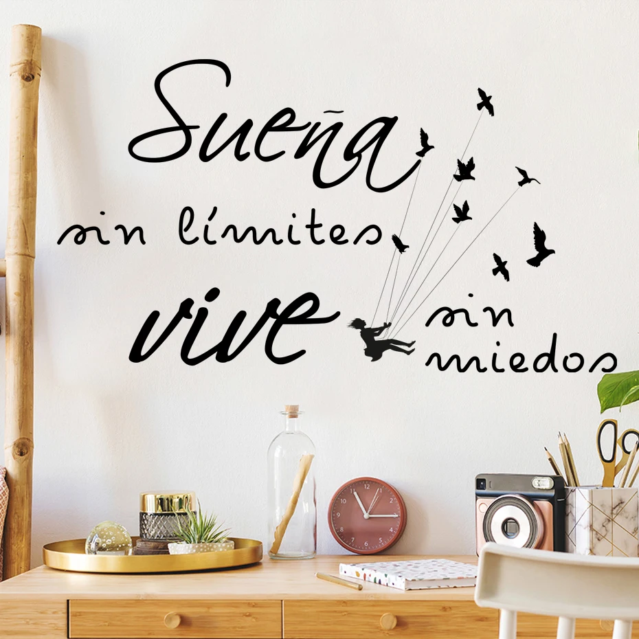 

Decorative wall vinyls with motivational decorative phrase "DREAM WITHOUT FEARS LIVE WITHOUT..." Decorative wall stickers