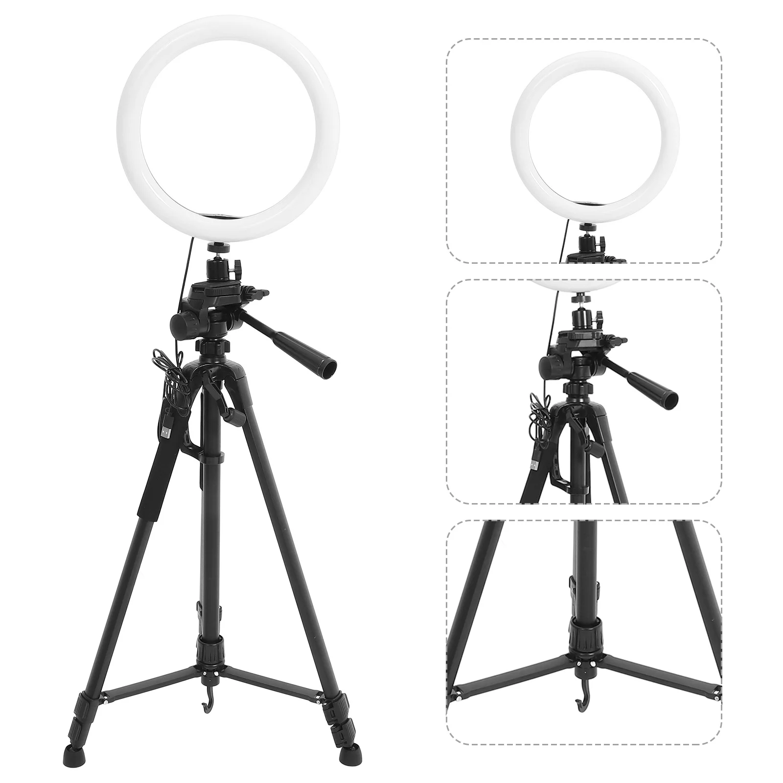 

Rotatable 16cm Dimmable LED Ring Light Selfie Lamp Mobile Photography Makeup Supplementary Light Metal Tripod Phone Clip
