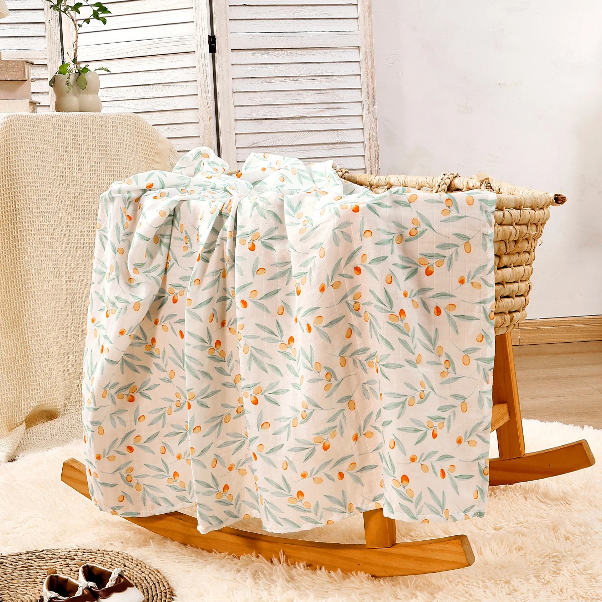 1Pc Bamboo Cotton 120x110 Cm Baby Muslin Swaddle Blanket Comfortable Newborn Wrap Blanket Cute Soft Print Baby Towel Wrap