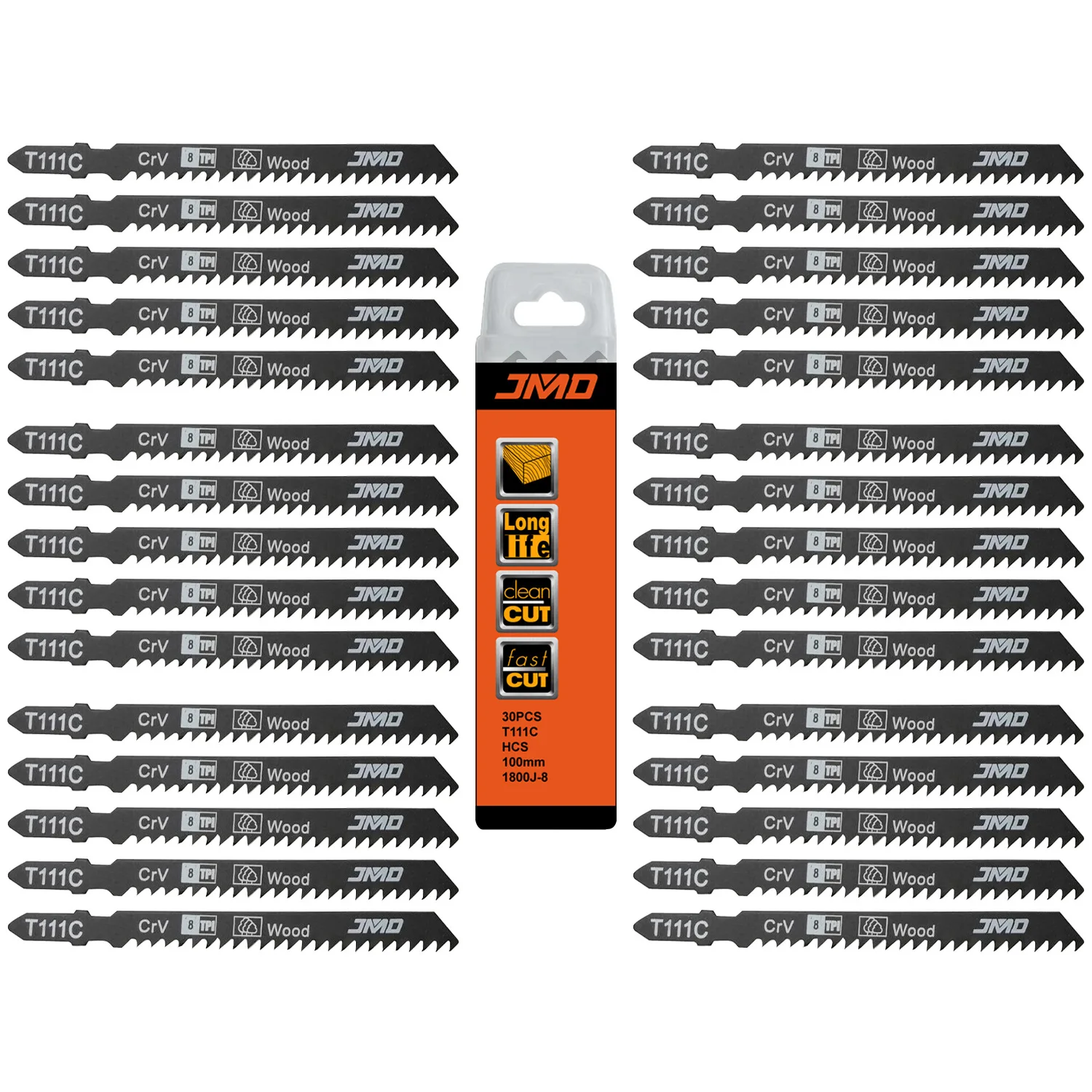 30 قطعة T111C 100 مللي متر 8T HCS مجموعة شفرات المنشار ، عرقوب T عالمية لقطع الخشب ، قطع سريع ، فولاذ عالي الكربون