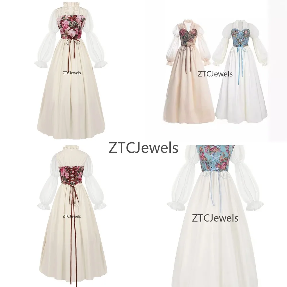 

Medieval Cosplay Costume Vintage Elegance Court Dress Women Formal Banquet Prom Party Festival Stage Performance Outfit