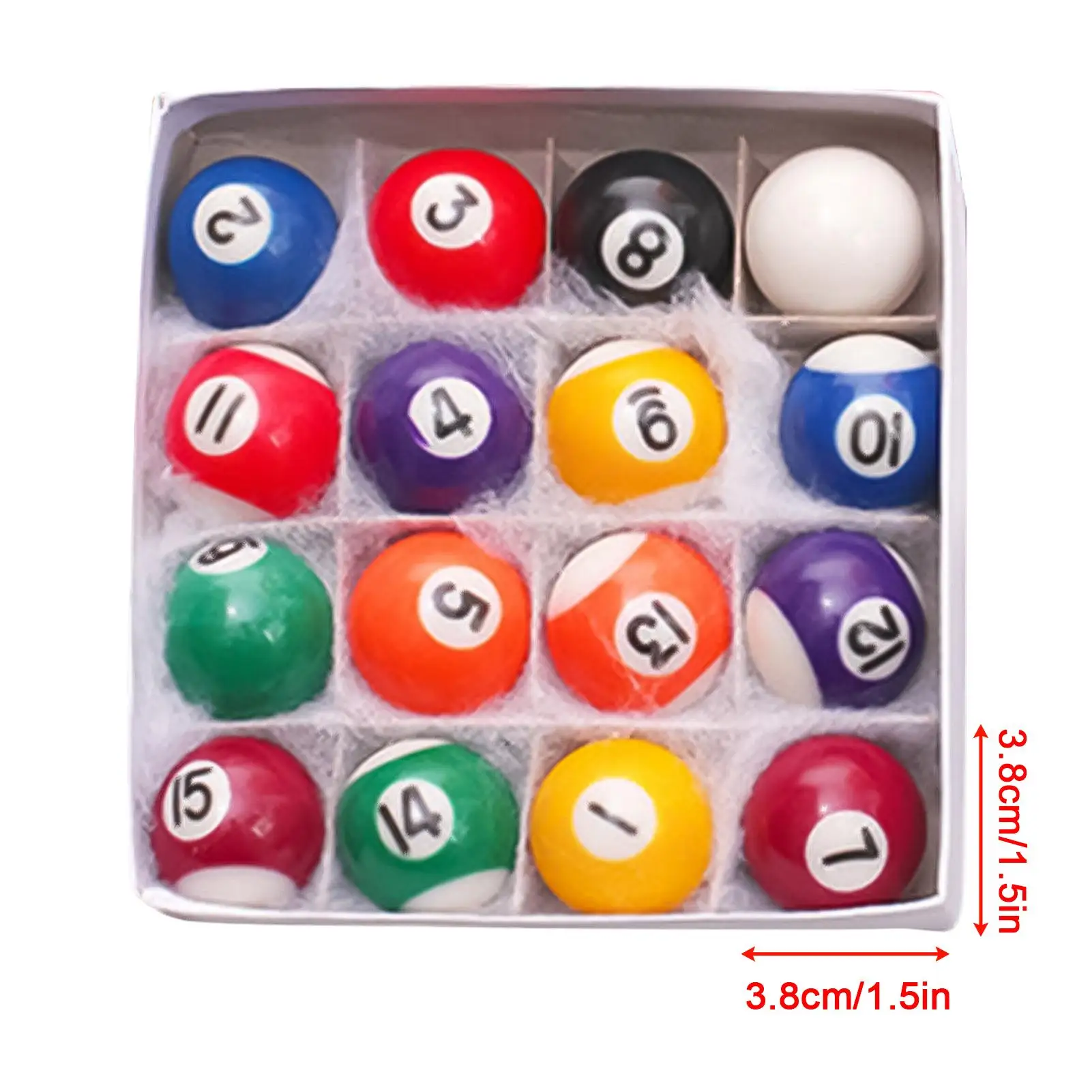 16Pcs 32MM 38MM Children Billiards Table Balls Set Resin Small Pool Cue Balls Full Set Mini Games Toys for Tabletop Gym Kids