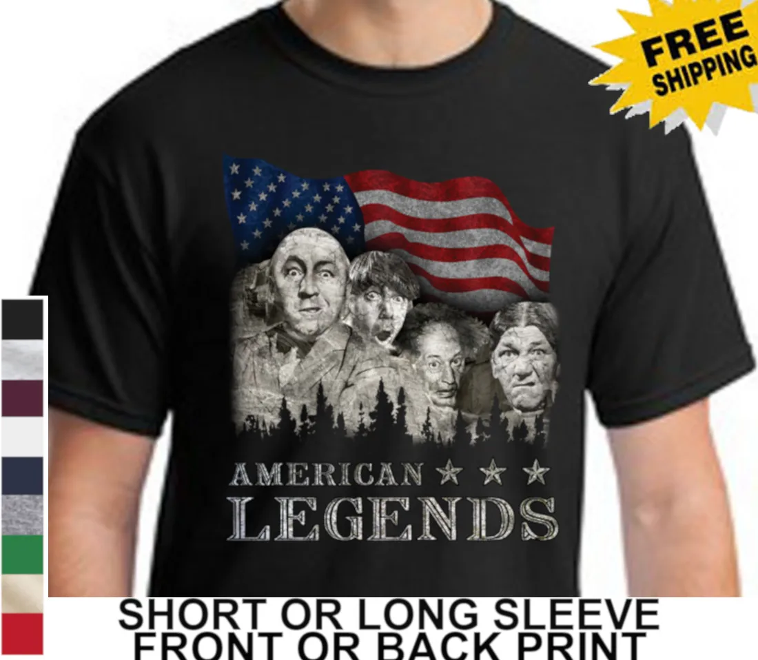 

Three Stooges Funny American Legends Larry Curly Moe Knuckleheads Men's T-Shirt