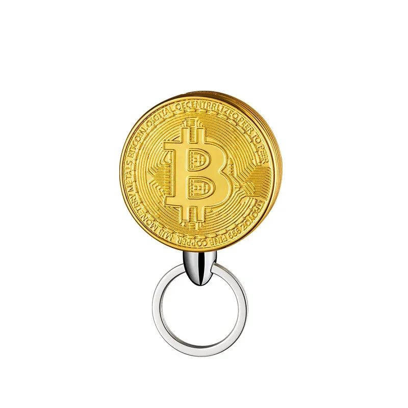 Creative Bitcoin Shape Butane Lighter Virtual Commemorative Coin Pendant Lighter Portable Cigarette Accessory Encendedor