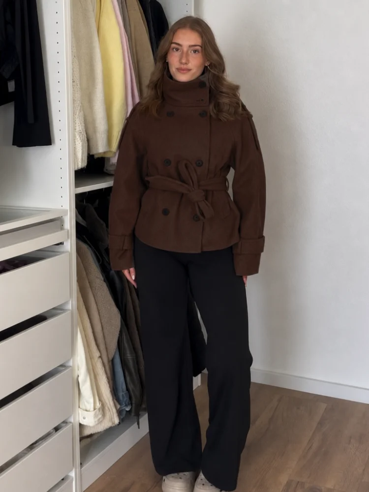 Refined Solid Coat Classic Versatile Timeless Women Short Overcoats Casual Commuter Fall Streetwear
