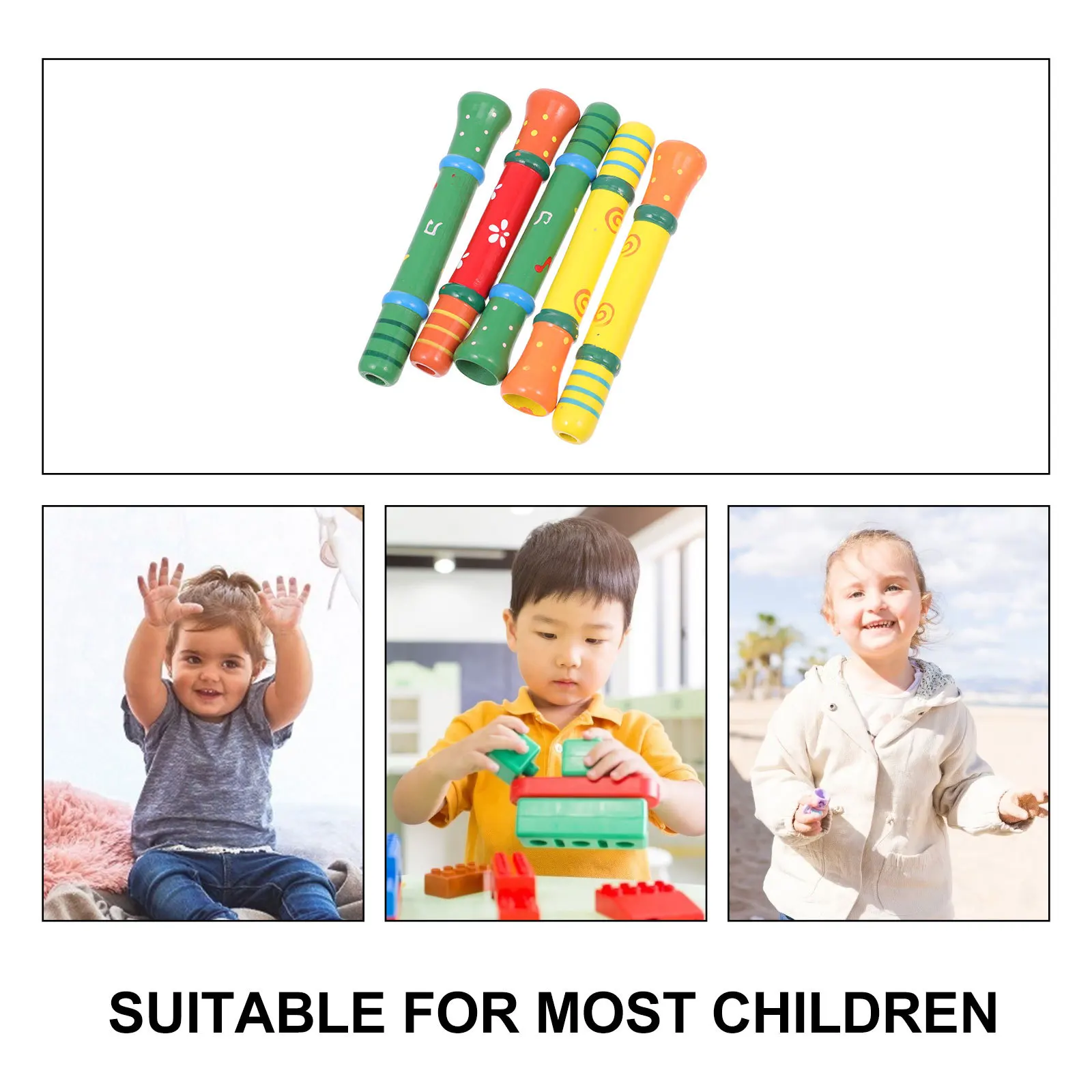 

5Pcs Wooden Whistle Playthings Environmental Friendly Smooth Surface for Kids Birthday Festival Musical Instruments Early