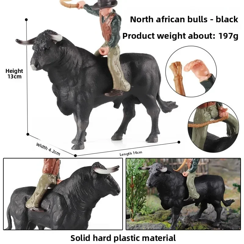 농장 동물 투우용 물소 제부 소 송아지 황소 가축 액션 피규어 컬렉션 솔리드 PVC 모델 장난감 어린이 선물