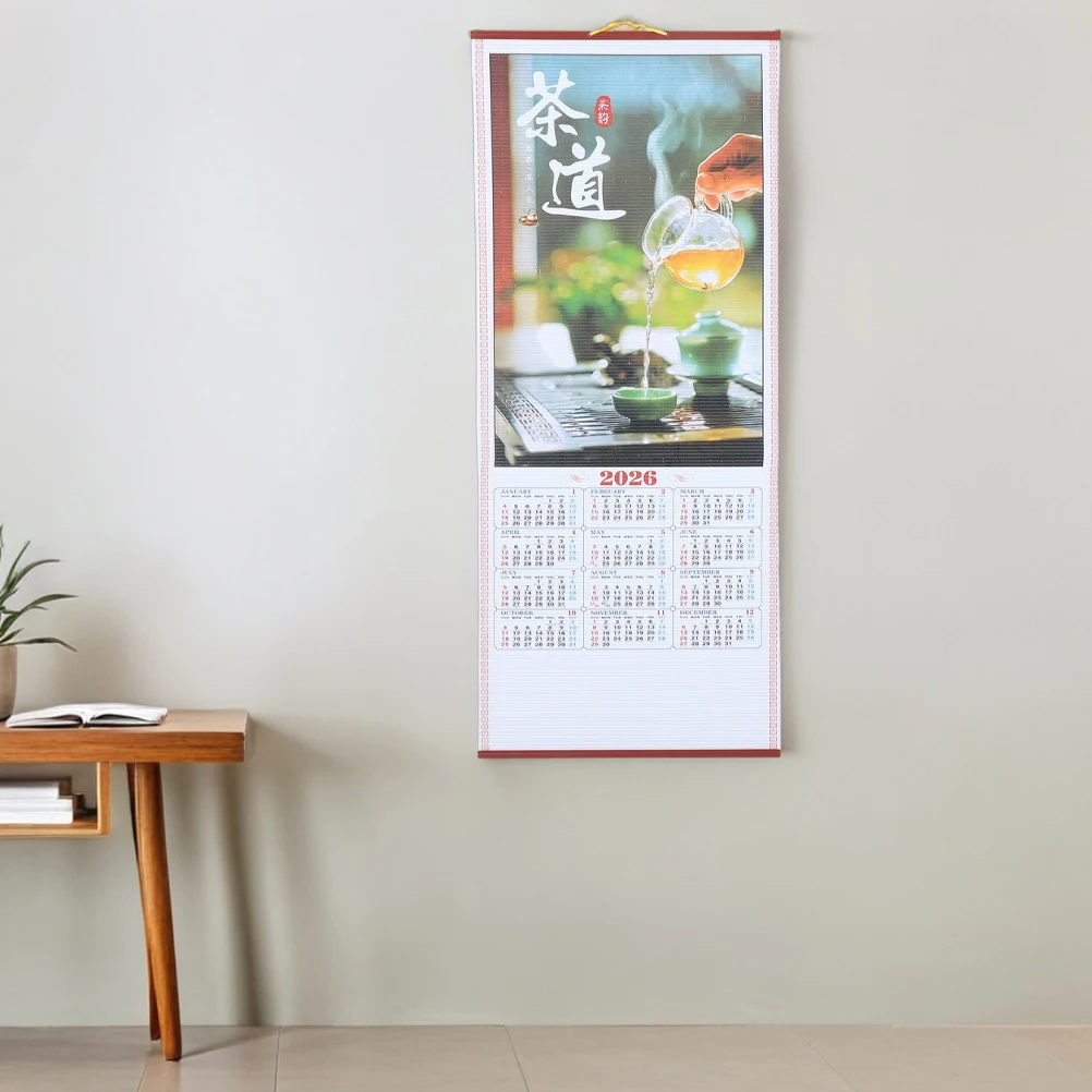 

2Pcs 2026 Chinese Wall Calendar Horse Year Traditional Artistic Design for New Year Home Office Decor Chinese Lunar Calendar