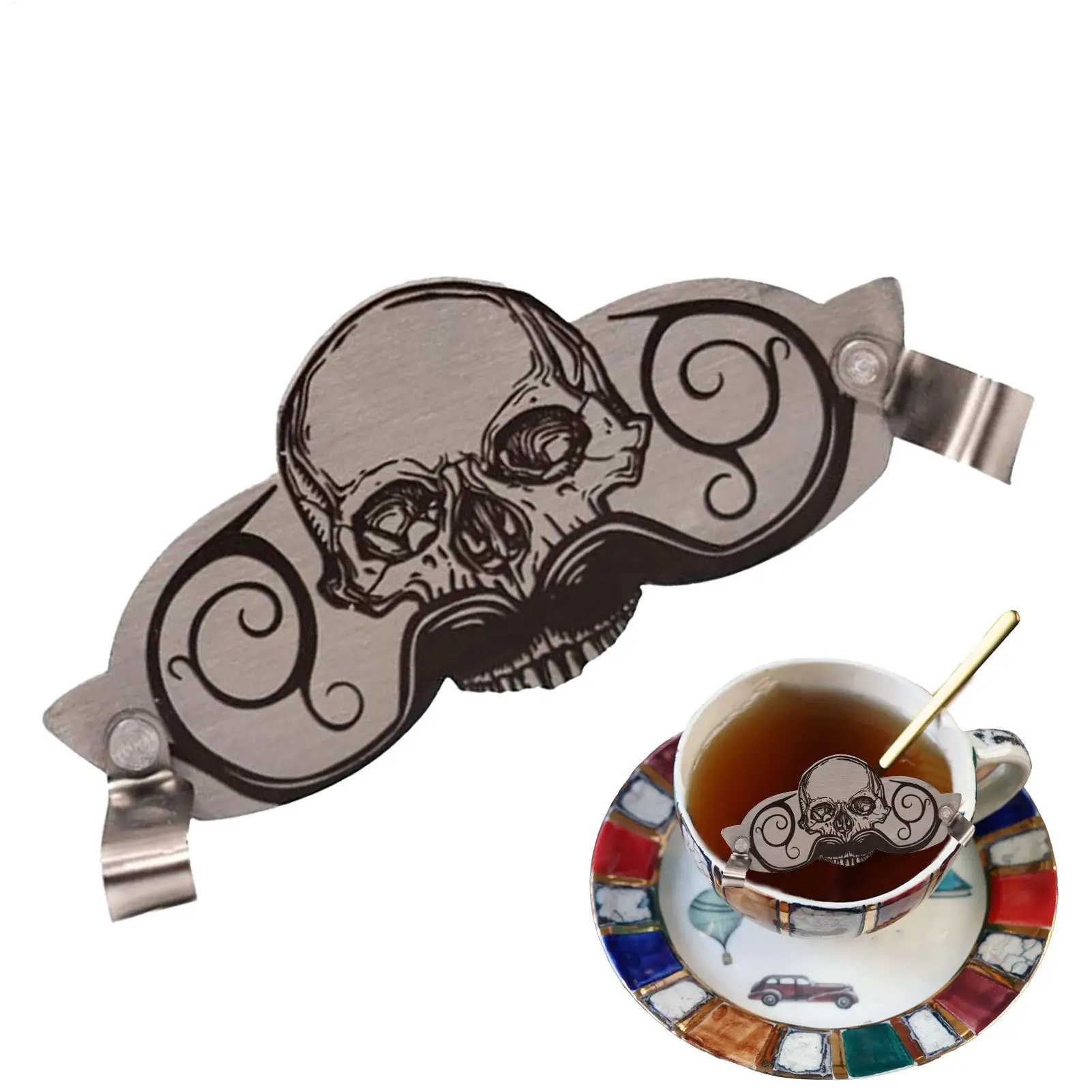 Mustache Guard For Drink Stainless Steel Skull Design Mustache Protector For Cup Decorative Innovative Drinking Supply for Beer