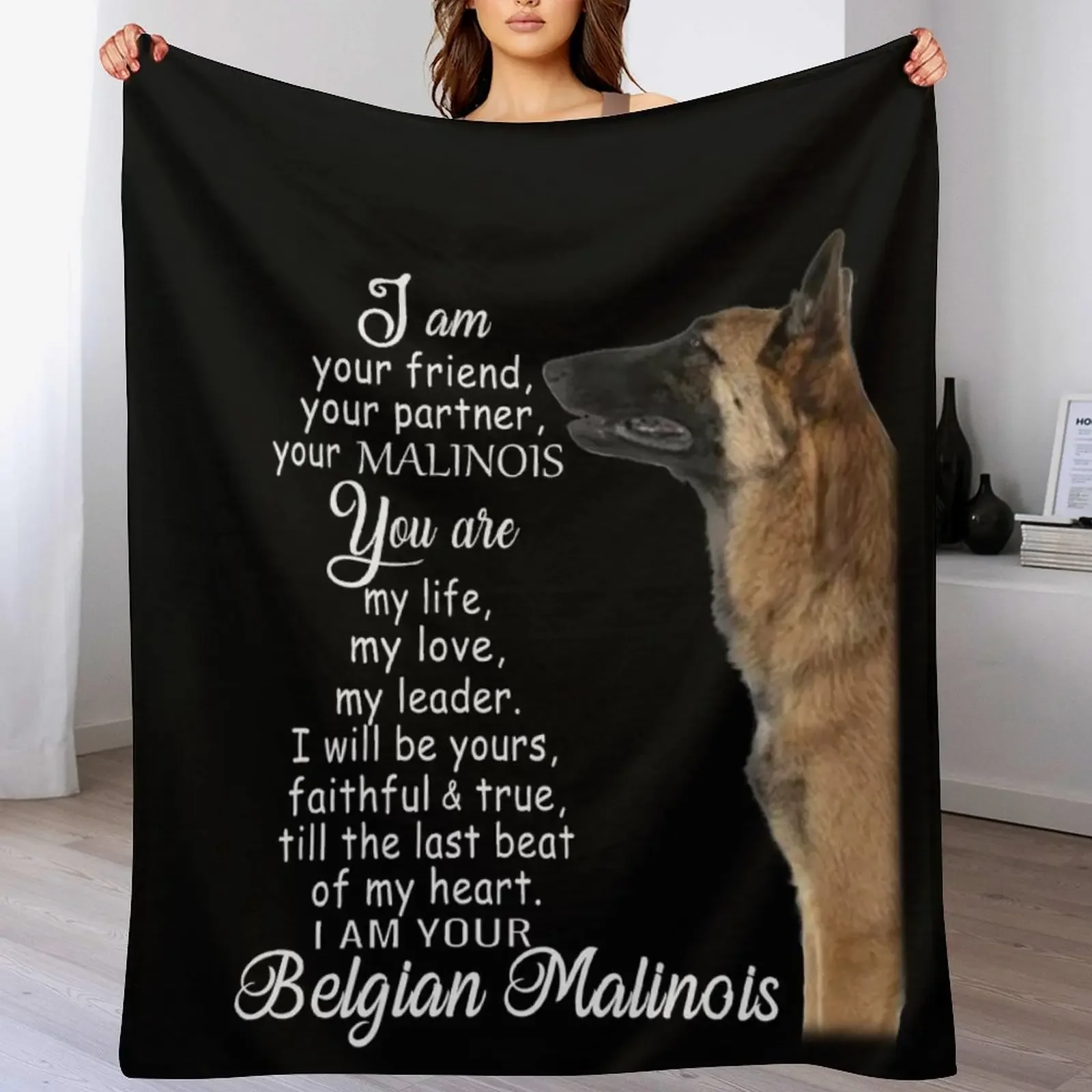

I am your friend your partner Belgian Malinois dog Throw Blanket Summer Beddings Comforter Picnic Camping Blankets