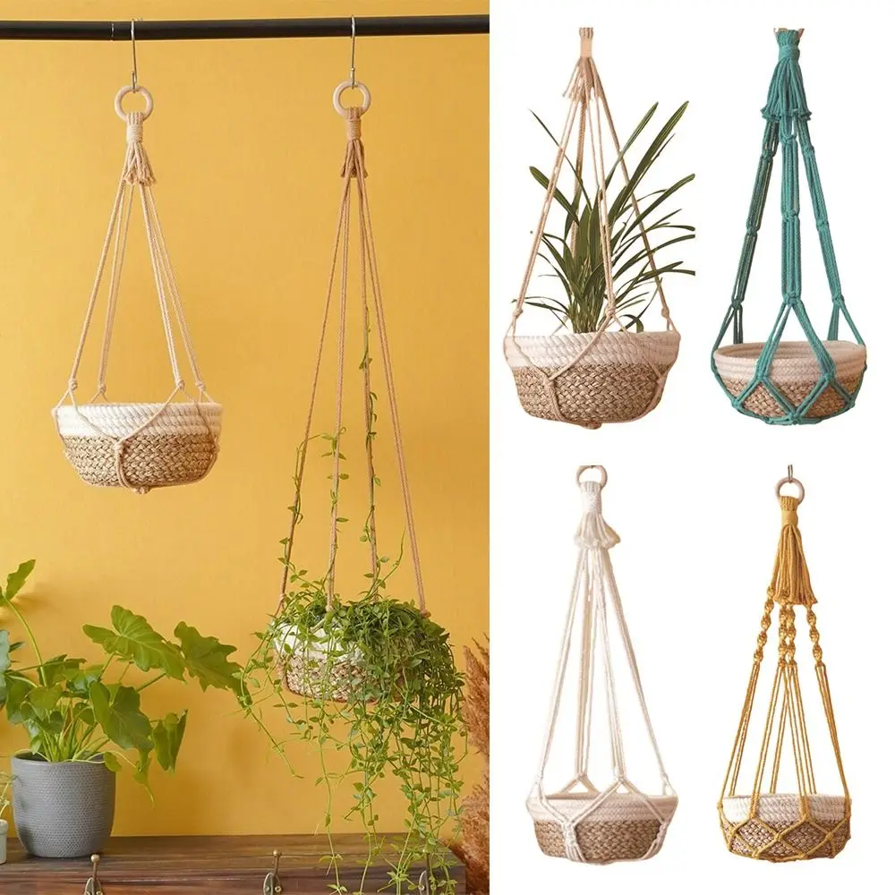 for Indoor Living Room Balcony Macrame Plant Hangers Garden Plant Pot Holder Decor Handmade Cotton Rope Hanging Planter