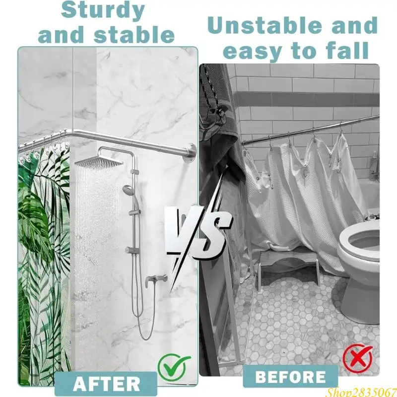 2PCS Stainless Steel Ceiling Hanging Systems Adjustable Shower Rod Support Brackets Wire Rope Suspension Holder 831F