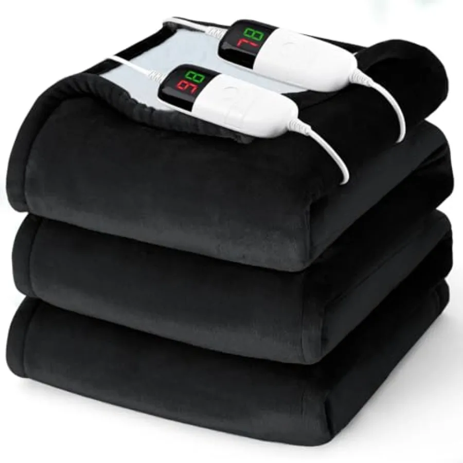 

Heated Electric Blanket Size - 84" x 90" Heating Blanket with Dual Control 10 Heating Levels and 8 Hours Auto Off Soft Warm Fla