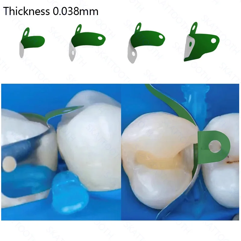 50 sztuk / pudełko Matryce dentystyczne Metalowe matryce segmentowe z powłoką PTFE Nieprzywierające materiały do odbudowy zębów