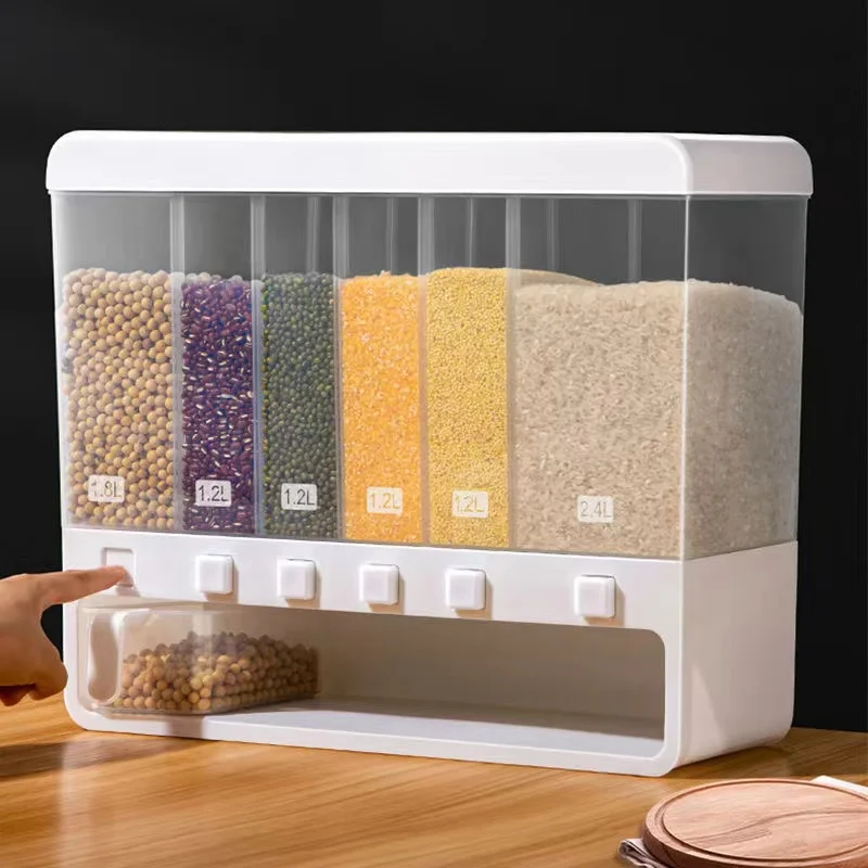 Rice Storage Box Rice Dispenser Rice Container Grain Storage Jar Cereal Dispenser Rice Bucket Food Container Kitchen Organizer