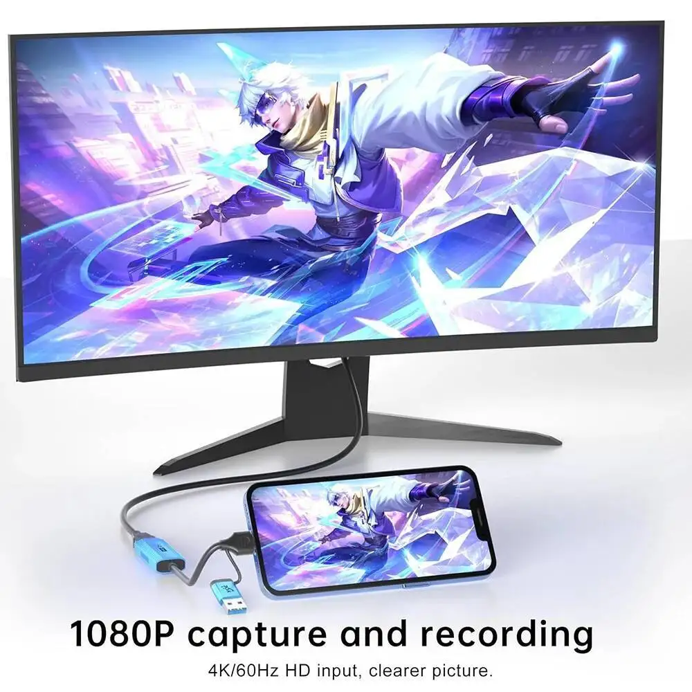 HDMI 4K Kompatibel dengan Kartu Pengambilan USB 3.0 A/C 1080P 60Hz Perekaman Akuisisi untuk PS4/5 Switch Kamera Game PC Streaming Langsung
