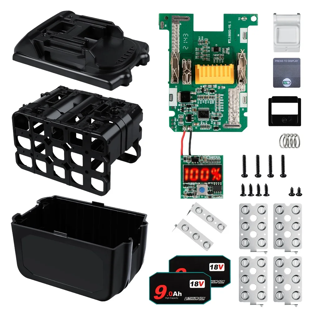 BL1890 9.0Ah boîtier de batterie pour Makita 18V bricolage 6.0Ah boîte de coque avec BMS carte PCB Protection de charge peut installer 15 batteries