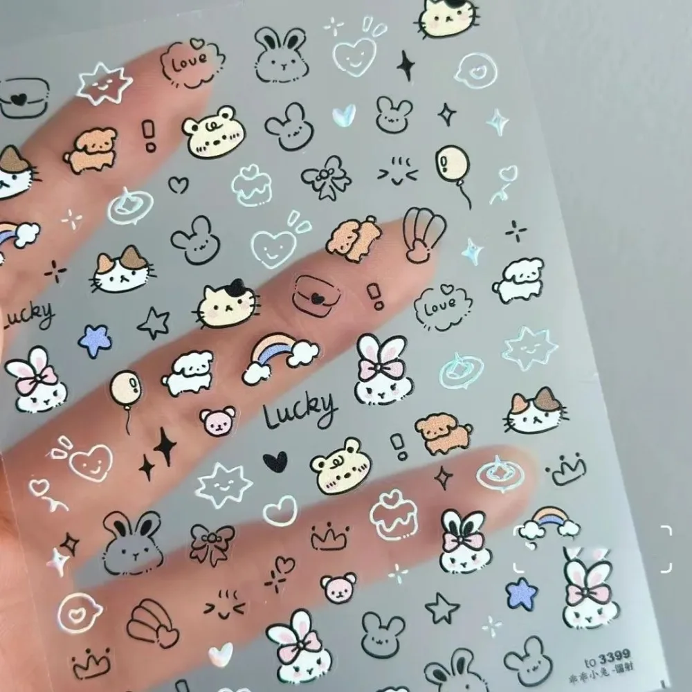 2pcs Cute Dog Nail Stickers Japanese Cartoon Animal Nail Decals Sweet Children DIY Manicure Decor Nail Art Accessories for Girls