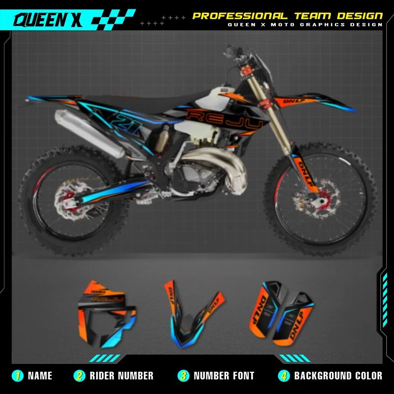 Queen X MOTOR Custom Team Graphics Backgrounds Decals  Stickers Kit For GASGAS GAS GAS Rieju 006