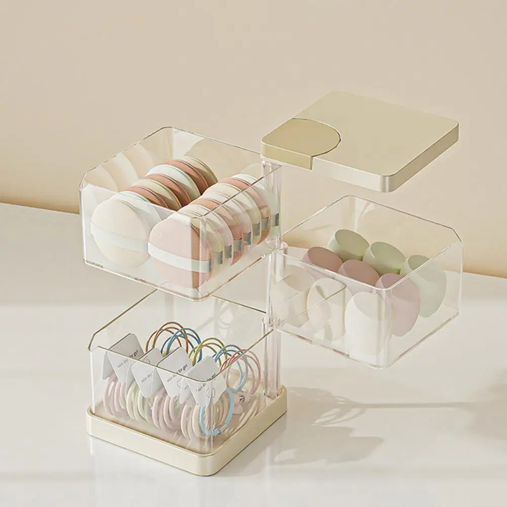 

Rotary Powder Puff Storage Box Transparent Cosmetic Storage Case U-shaped Organizer Multi-layer Beauty Egg Storage Shelf